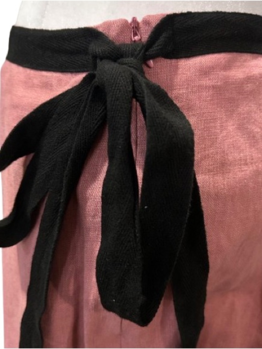 Karen Kane 100% Linen A-line Midi Skirt Pink Black Sequin Whimsigoth Size 10 - Picture 11 of 11